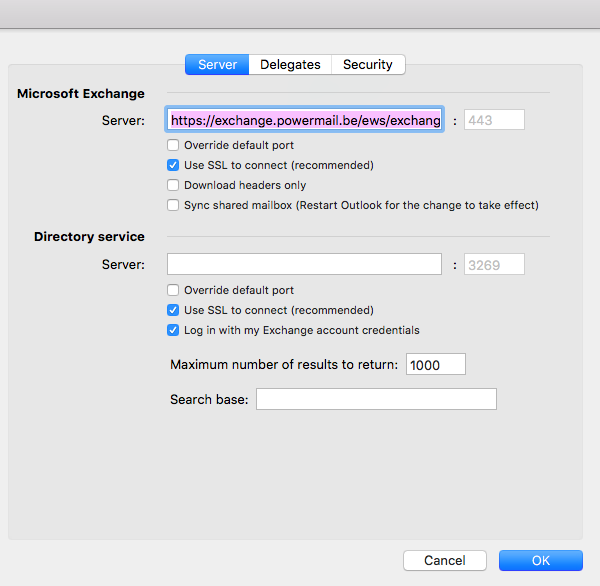 manuall configure exchange in outlook for mac 2016